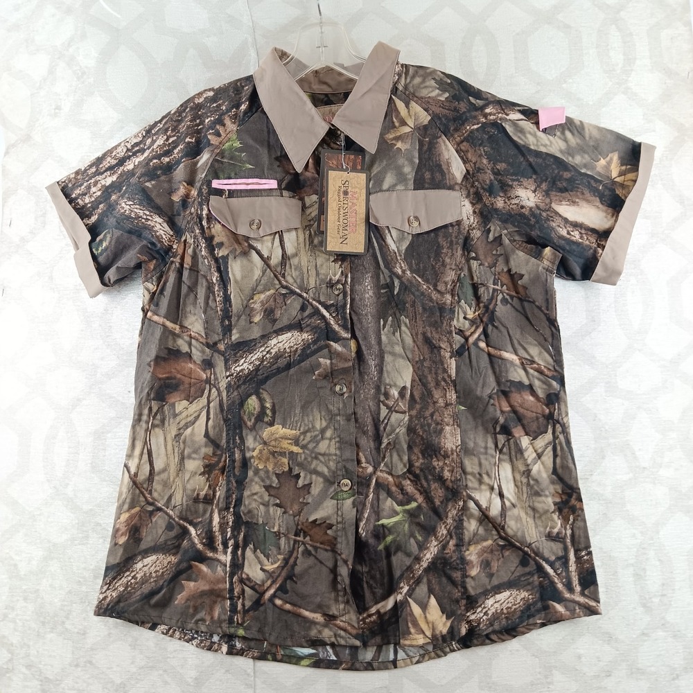 Master Sportswoman Shirt Womens Extra Large Camo Rugged Outdoor Gear Button NWT